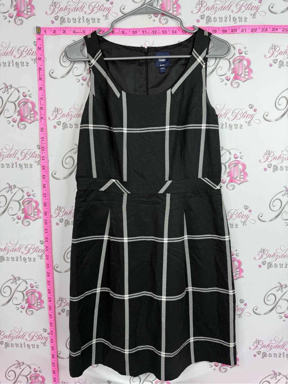 GAP Black Dress with White Windowpane Plaid